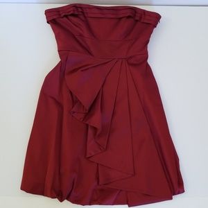 Nine West strapless red satin dress